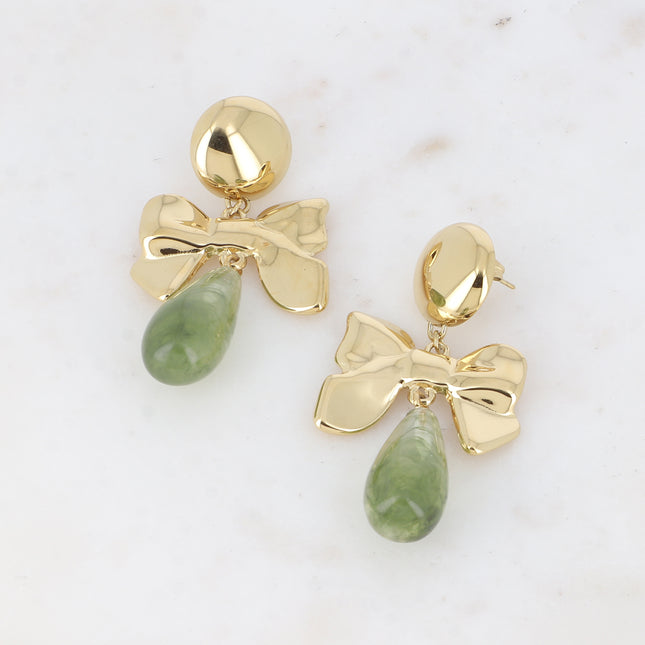 Aaliyah drop earrings - bow tie, acetate teardrop