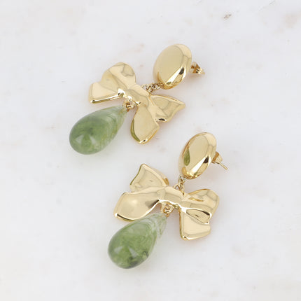Boucles pendantes Aaliyah - noeud papillon, goutte en acétate
