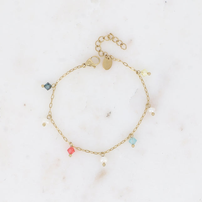 Bracelet - perles d'eau douce et cristaux toupies