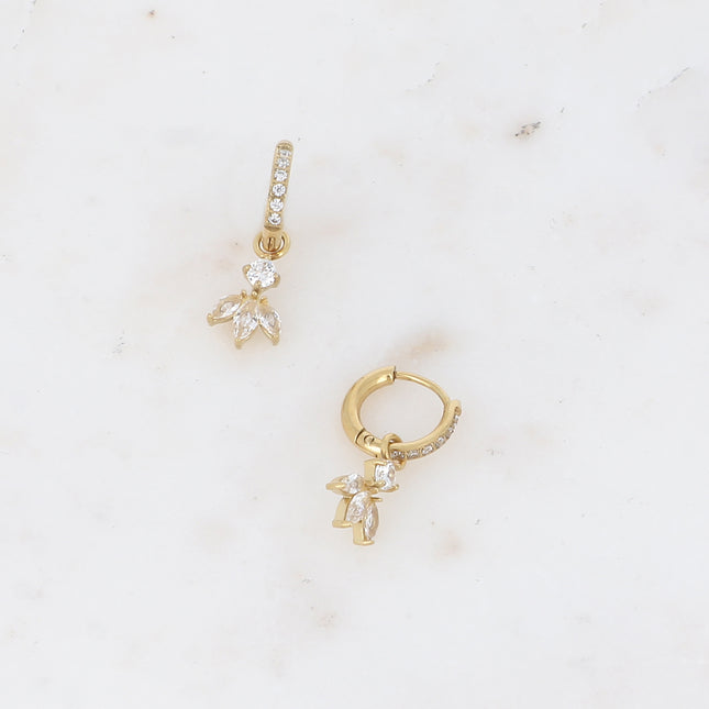 Créoles Katarina - pendentif en motif feuillage en oxydes de zirconium