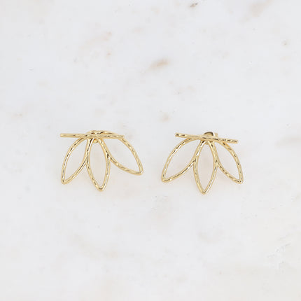 Boucles puces - barre martelée et pièce interchangeable feuillage martelé