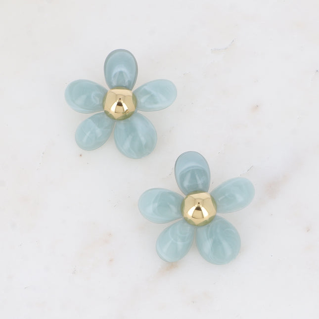 Boucles puces - fleur en pièces acétates
