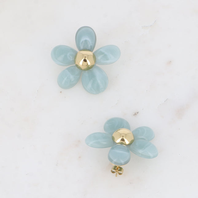 Boucles puces - fleur en pièces acétates