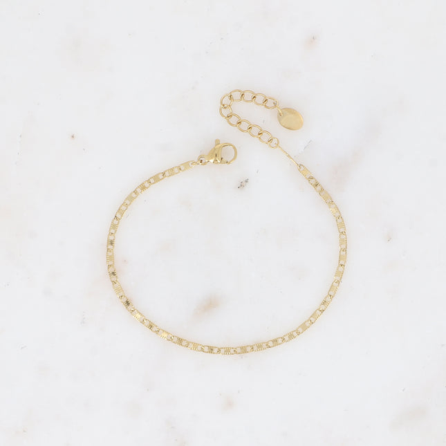 Bracelet - maille anneaux aplatis et striés