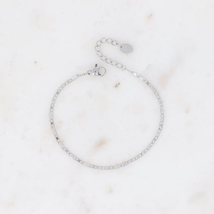 Bracelet - maille anneaux aplatis et striés