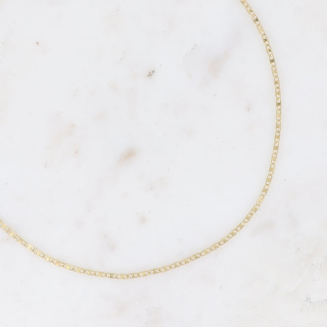 Collier - maille anneaux aplatis et striés