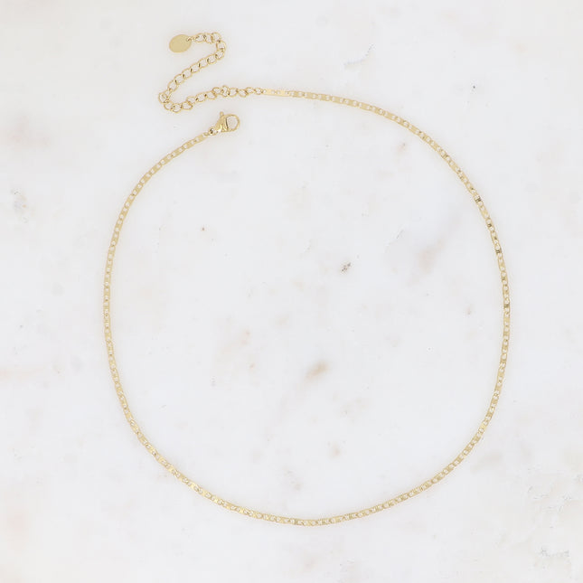 Collier - maille anneaux aplatis et striés