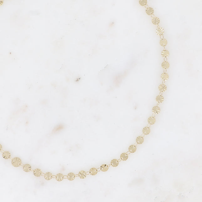 Necklace - round links with star hammering and oval rings