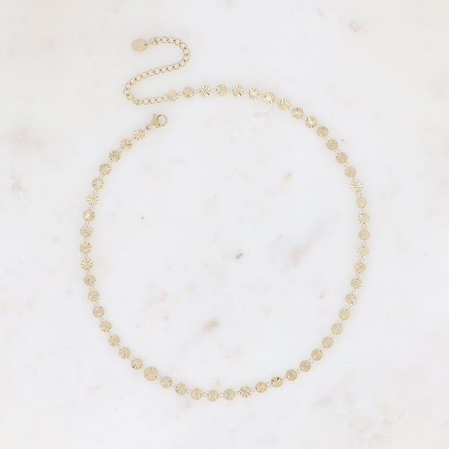 Necklace - round links with star hammering and oval rings