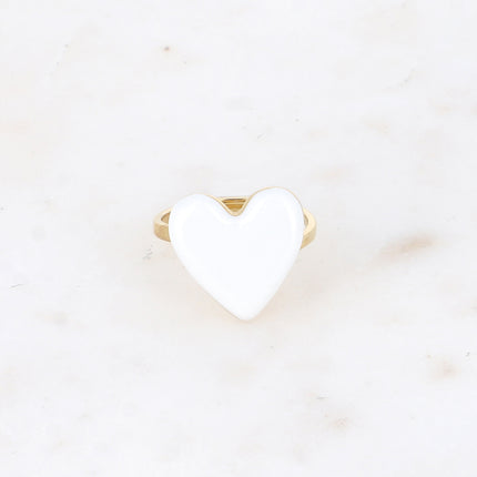 Valia Ring - Colorful Enamel Heart Motif