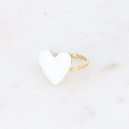 Valia Ring - Colorful Enamel Heart Motif