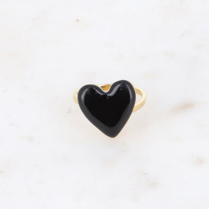 Valia Ring - Colorful Enamel Heart Motif