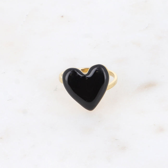 Valia Ring - Colorful Enamel Heart Motif