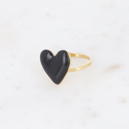 Valia Ring - Colorful Enamel Heart Motif