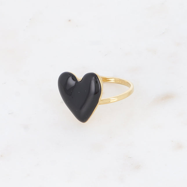 Valia Ring - Colorful Enamel Heart Motif