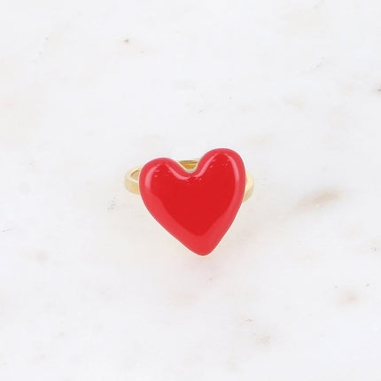 Valia Ring - Colorful Enamel Heart Motif