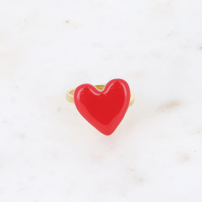 Valia Ring - Colorful Enamel Heart Motif