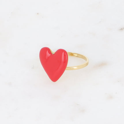Valia Ring - Colorful Enamel Heart Motif