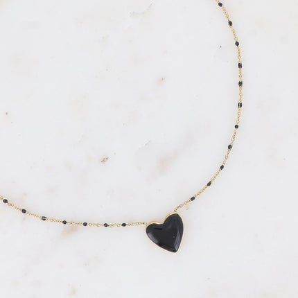 Collier Valia - chaîne avec émail et pendentif coeur en émail coloré