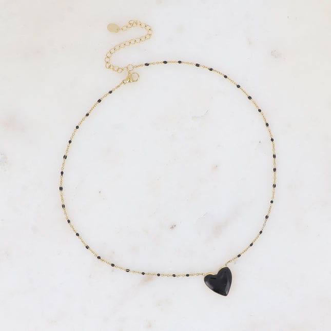 Valia Necklace - chain with enamel and colorful enamel heart pendant