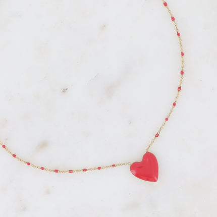 Collier Valia - chaîne avec émail et pendentif coeur en émail coloré