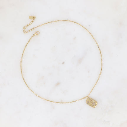 Collier - pendentif rectangulaire avec étoiles ajourées et oxydes de zirconium
