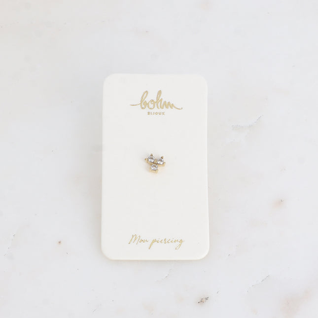 Piercing - three-leaf clover design in crystal