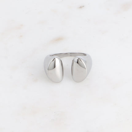 Bague ouverte - 2 demi cercles bombés