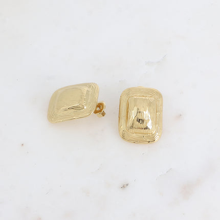 Boucles puces Éléa - motif rectangle bombé et strié