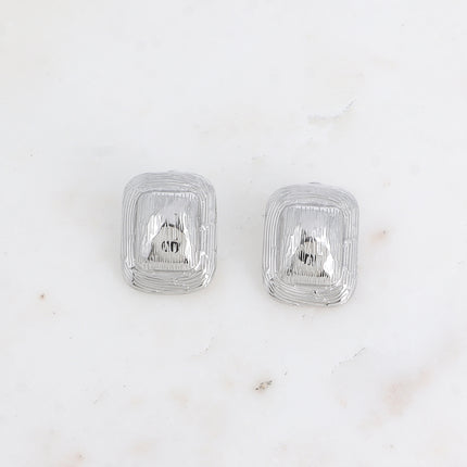 Boucles puces Éléa - motif rectangle bombé et strié