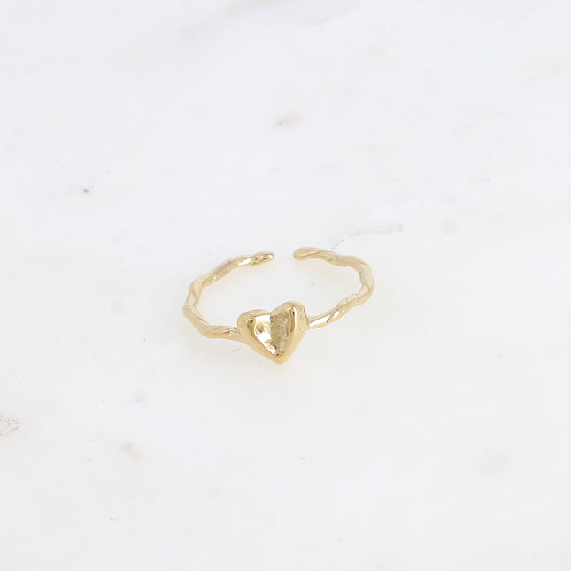 Bague - anneau torsadé, coeur martelé