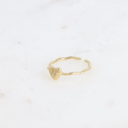 Bague - anneau torsadé, coeur martelé
