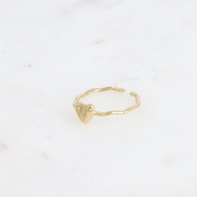 Bague - anneau torsadé, coeur martelé