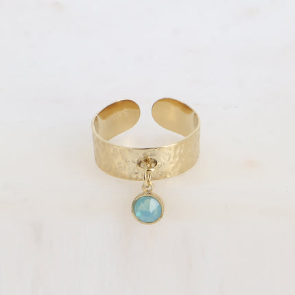 Bague - anneau martelé et pampille avec cristal PP29