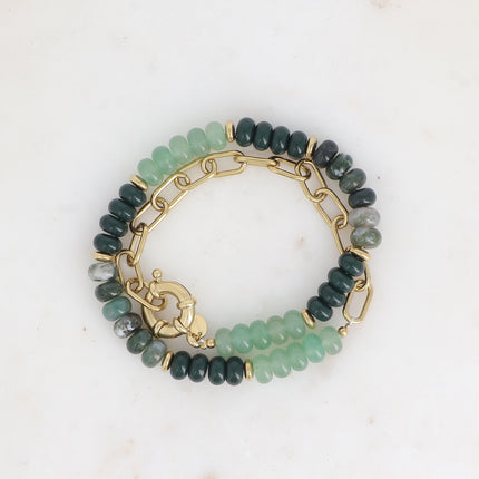 Bracelet Austyn double - 2 tours avec pierres naturelles