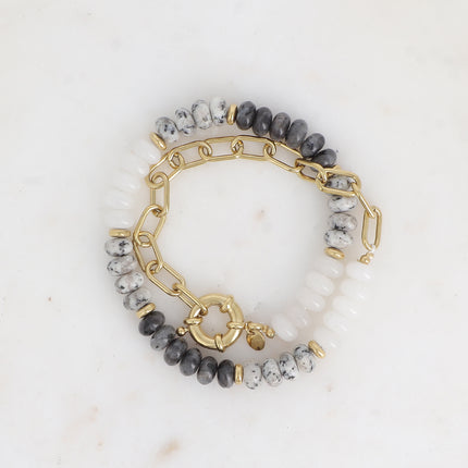 Bracelet Austyn double - 2 tours avec pierres naturelles