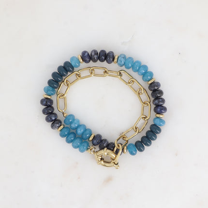 Bracelet Austyn double - 2 tours avec pierres naturelles