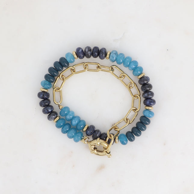 Bracelet Austyn double - 2 tours avec pierres naturelles
