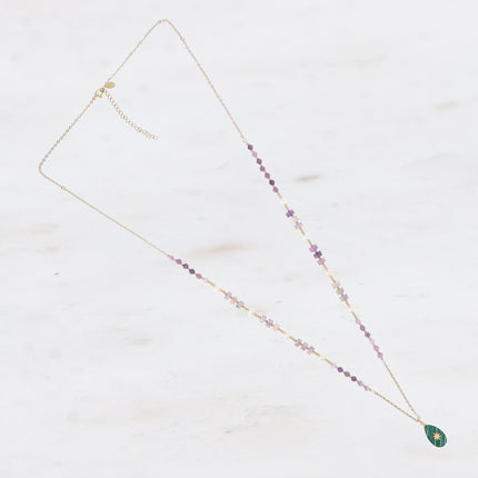 Sautoir Lydiana - pierre naturelle et pendentif goutte