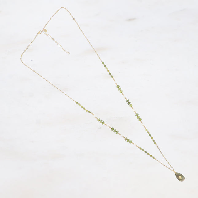 Sautoir Lydiana - pierre naturelle et pendentif goutte