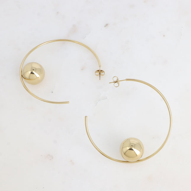 Creole earrings - 55x55mm steel ball