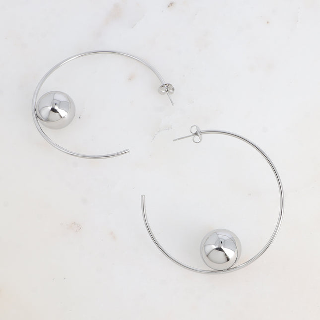 Creole earrings - 55x55mm steel ball