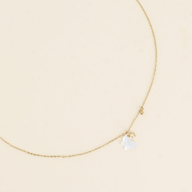 Necklace - pearly acetate butterfly charm with star tassel