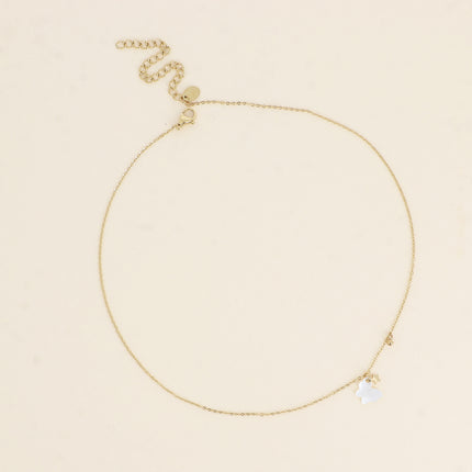 Collier - pastille en acétate nacré en papillon et pampille étoile