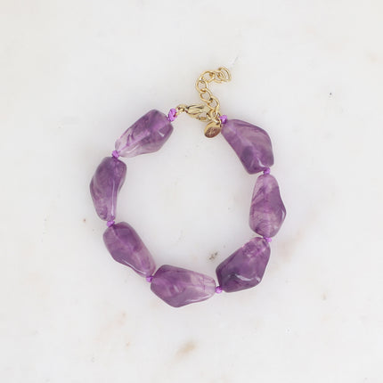 Bracelet sur cordon - morceaux de résine colorée
