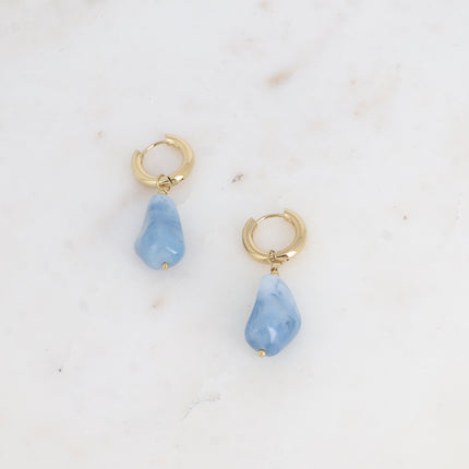 Créoles - anneau simple avec pièce de résine colorée pendante
