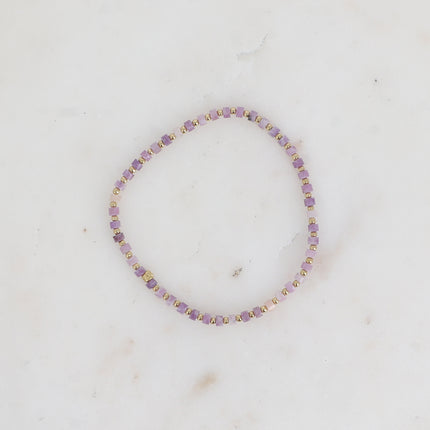 Bracelet élastique - rondelles pierres naturelles et perles rondes en acier