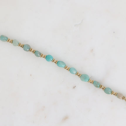 Bracelet sur câble Isaline - perles en acier et pierres naturelles