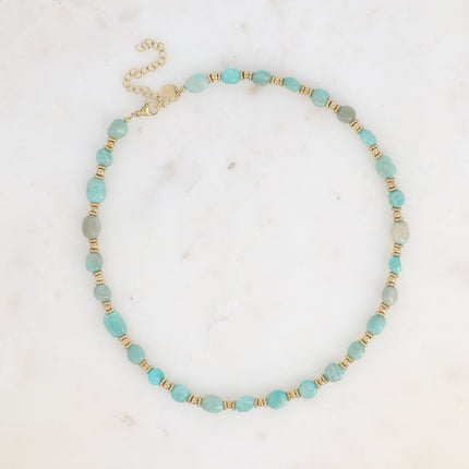 Collier sur câble Isaline - perles en acier et pierres naturelles