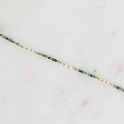 Bracelet sur câble - perles en acier, perles d'eau douce et pierres naturelles cubiques